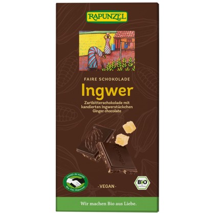 Rapunzel Ciocolata bio amaruie cu ghimbir 55% cacao HIH 80g
