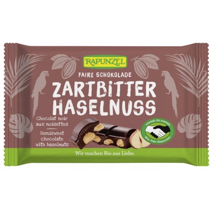 Rapunzel Ciocolata bio amaruie Cristalino 60% cacao si alune intregi HIH 100g