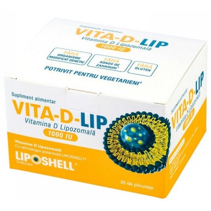 LIPOSHELL VITA-D-LIP Vitamina D Lipozomala 1000  IU, 30 pliculete