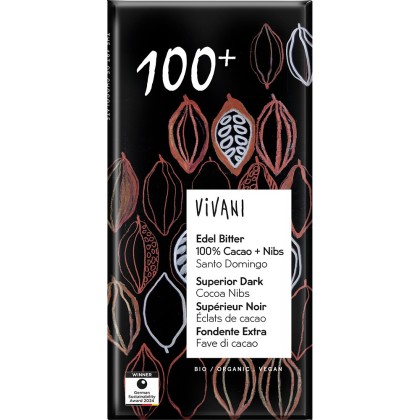 Vivani Ciocolata amara 100% cacao vegana 80g