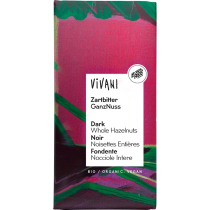 Vivani Ciocolata amaruie cu alune si migdale vegana 100g