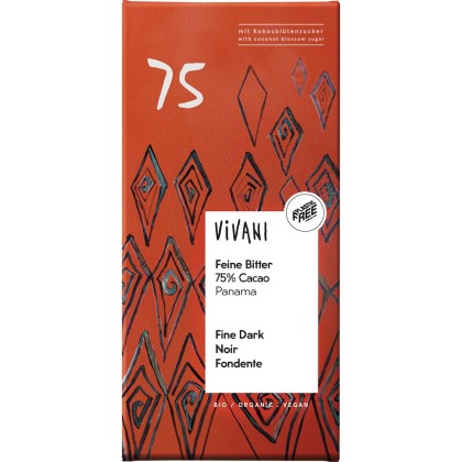 Vivani Ciocolata amaruie fina cu 75% cacao Panama 80g