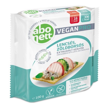 Abonett Paine Extrudata Vegana cu Linte si Mazare verde, cu Continut Redus de Carbohidrati, Fara Gluten, 100g