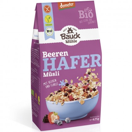 BauckHof Musli bio cu ovaz cu fructe de padure fara gluten 425g