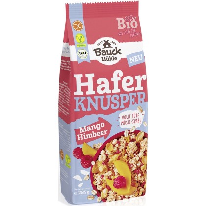 BauckHof Musli bio crocant cu ovaz mango si zmeura fara gluten 285g