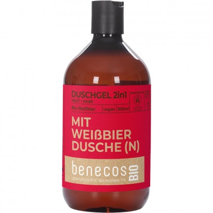 Benecos Gel de dus 2 in 1 pentru  par si corp cu bere de grau bio 500ml