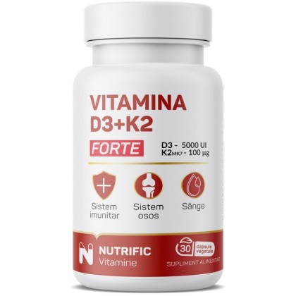 Nutrific Vitamina D3 5000ui si K2 100 mcg Forte, 30 capsule