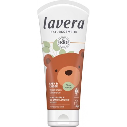 Lavera Sampon si gel de dus pentru copii cu aloe vera bio fara parfum 200ml