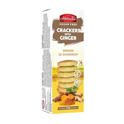 Molendini Crackers - Biscuiti Crocanti Fara Gluten cu Ghimbir 120g