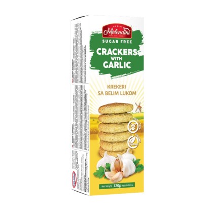 Molendini Crackers - Biscuiti Cocanti Fara Gluten cu Usturoi 120g