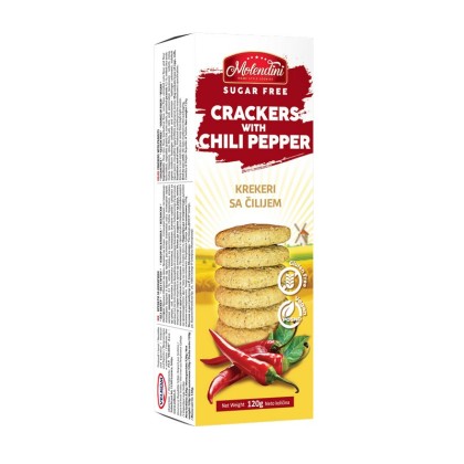 Molendini Crackers - Biscuti Crocanti Fara Gluten cu Ardei Iute 120g