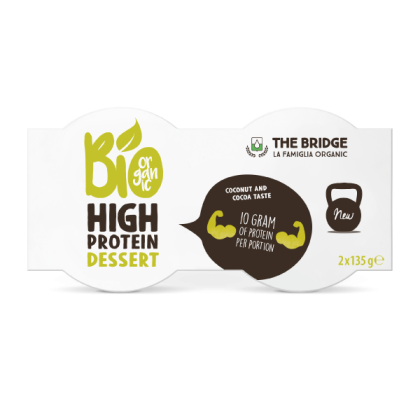 The Bridge Eco Desert bogat in proteine din fasole fava cu cocos si cacao 2x135g