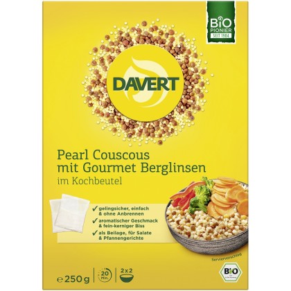 Davert Cous cousbio  perlat cu linte gourmet in punga de gatit 250g