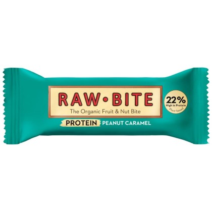 Raw Bite Baton proteic 22% cu arahide si caramel fara gluten fara zahar adaugat, eco 45g